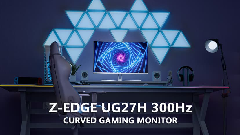 Z Z-EDGE 27 inch Curved Gaming Monitor, FHD 1080P 300Hz 240Hz Computer Monitor, Ultra-Fast MPRT 1ms Curved Monitor, 1500R, 16.7M Colors, UG27H Frameless Bezel, 2X DP 1.4 Ports and 2X HDMI 2.0 Ports