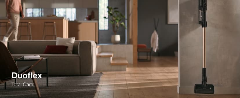 Miele Duoflex Total Care Vacuum Cleaner, Cordless and Bagless Multi-Use, Multi-Floor Flexible Stick Vacuum with 4 Attachable Brushes and Accessories, in Obsidian Black / Rose Gold