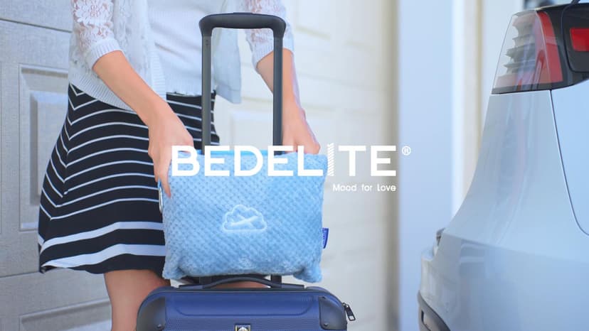 Ultra-soft Airplane Blanket, Luggage Sleeve & Backpack Clip, Travel Essentials for Women, Foldable as Pillow for Long Flight BEDELITE Travel Blanket with Bag, Jacquard Fleece Blanket 65"x40", Blue B0CNJS15T4