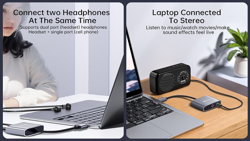 USB to 3.5mm Jack Audio Adapter External Sound Card with 3.5mm Headphone and Microphone TRS Jack to USB Compatible with Windows, Laptops, Desktops Windows, MAC, Linux, PC, PS5, PS4