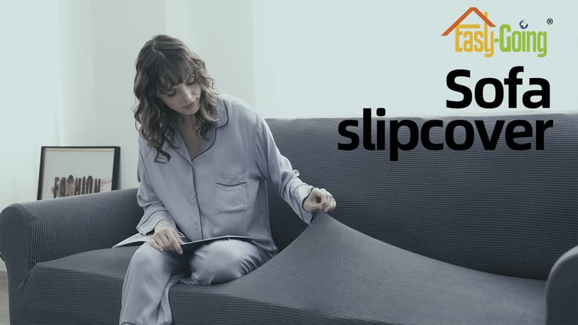 Easy-Going Stretch Chair Sofa Slipcover 1-Piece Couch Sofa Cover Furniture Protector Soft with Elastic Bottom for Kids, Pet. Spandex Jacquard Fabric Small Checks (Chair, Dark Gray)