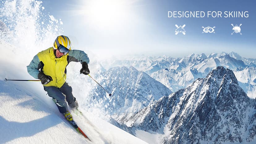 KUTOOK Ski Mittens with HIPORA Waterproof Membrane Goat Leather Gloves for Skiing Outdoor