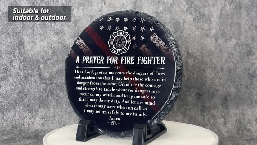 Firefighter Gifts for Men – Fireman Prayer Plaque – Firefighter Graduation Gifts – Inspirational Fire Fighter Decor for Home or Office, Birthday, Christmas, Thank You, Retirement Keepsake