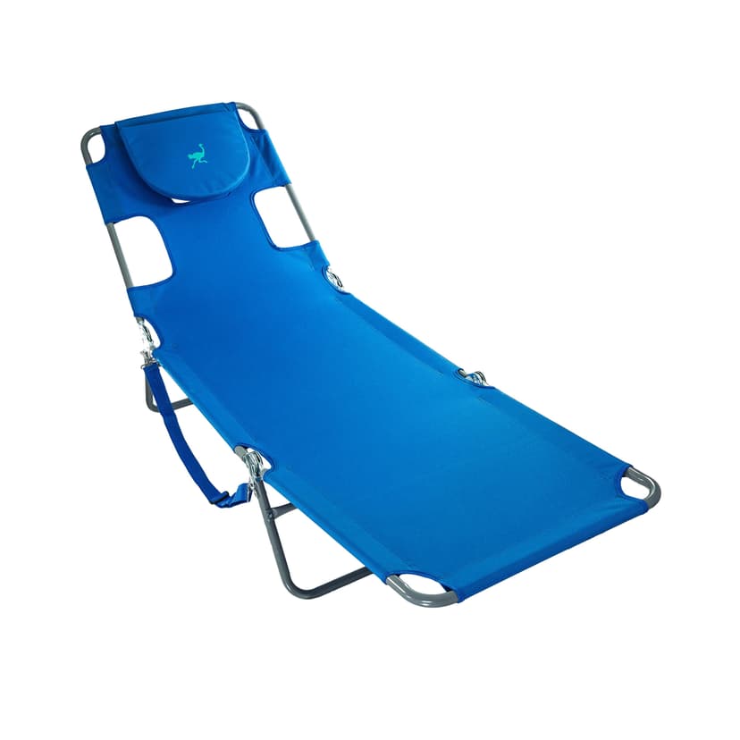Ostrich the Ladies Comfort Lounger with Chest Support, Foldable and Portable Reclining Outdoor Patio Beach Lawn Camping Pool Tanning Chair, Ocean Blue