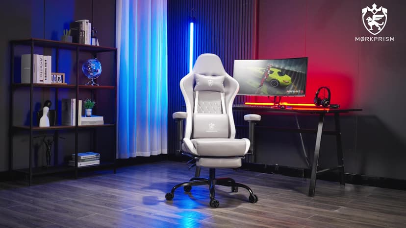 Gaming Chair,Computer Office Chair with Footrest,Massage Lumbar Support and Gel Pad,Ergonomic Reclining Leather Gamer Chair with Headrest,Adjustable Armrests and Spring Cushion Black Red