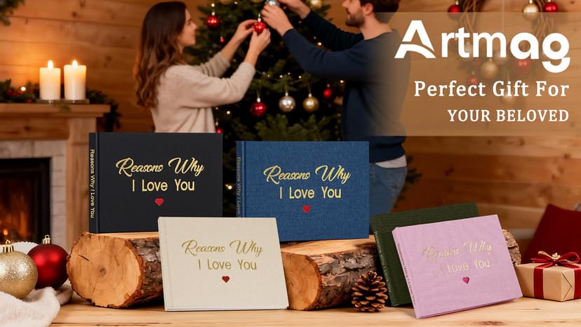 Artmag What I Love about You Fabric Book, Fill-in-the-Blank Love Journal Book for Couples Husband Wife Him Her Birthday Christmas Gifts Stocking Stuffer (Black) B0FNDNP2N3