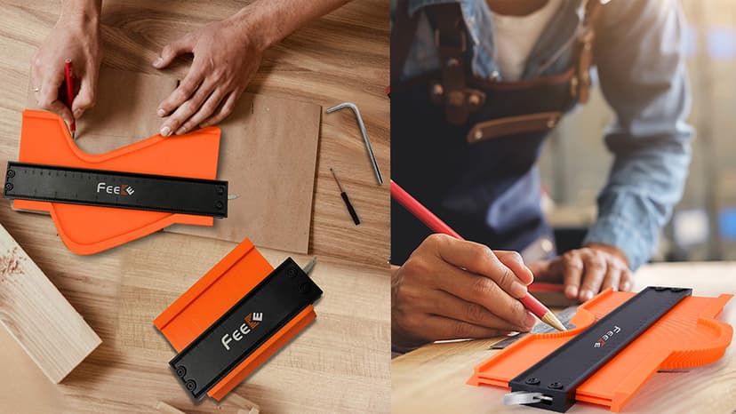 Contour Gauge (12 Inch) with Lock Profile Tool, Christmas Gifts for Men Dad Husband Him Super Contour Duplicator Men Gifts Woodworking Tools Carpenter Tools Construction Outline Angle Measuring Tool