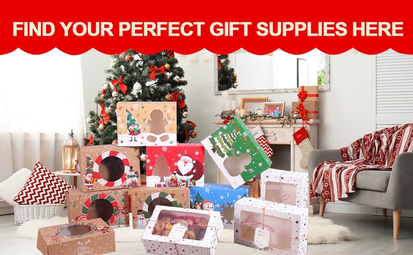 24 Sets Christmas Cookie Boxes with Window Treat and Pastry 9x6x3 Inches Gold Bakery Boxes Container for Gift Giving Christmas Chocolate Covered Strawberries,Donut,Mini Cake Packaging Boxes