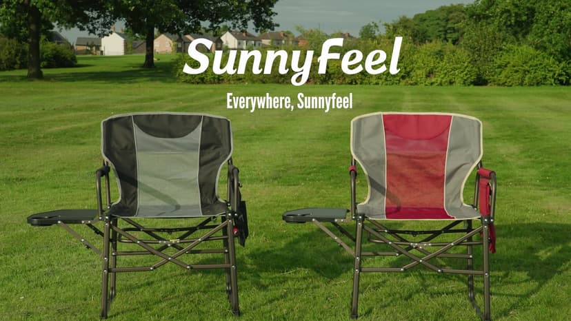 SUNNYFEEL Camping Directors Chair, Heavy Duty,Oversized Portable Folding Chair with Side Table, Pocket for Beach, Fishing,Trip,Picnic,Lawn,Concert Outdoor Foldable Camp Chairs