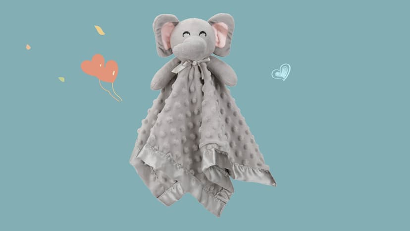 Pro Goleem Elephant Security Blanket, Soft Lovey Unisex Lovie Baby Gifts for Boys and Girls Snuggle Toy Stuffed Animal Newborn Essentials and Items Grey 16 Inch