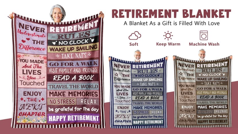 Retirement Gifts for Men - Best Gifts for Retirement Men 2025 - Funny Retired - Coworker Leaving Farewell Going Away Gifts for Coworkers Friends - Happy Retirement Decorations - Throw Blanket 50"x60"