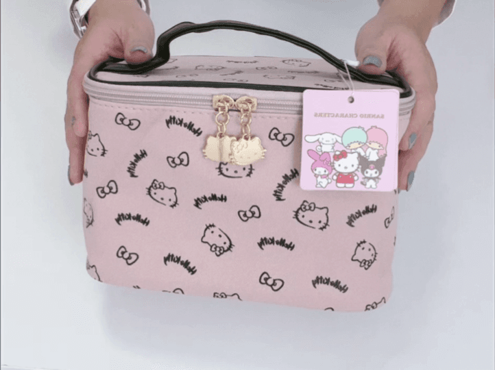 AmBealla Make up Bag Large Travel Cosmetic Bags Organizer with Brush Holder for Girl, Lightweight Cotton Toiletry Bag with Zipper for Women, Portable Makeup Case for Airplane/Home/Gym - Pink