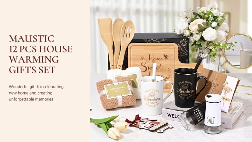 Maustic House Warming Gifts New Home, 14 Pcs New House Gift Basket, Housewarming Present for Homeowners Couples Women, Closing Gifts for Home Buyers B0DSBQYSJW