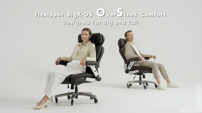 FLEXISPOT 500lbs Big and Tall Office Chair for Heavy People, Heavy Duty Computer Chair with Stable Arms Adjustable Lumbar Support Metal Base, Desk Chairs for Home Office Gaming Working, Leather, Brown