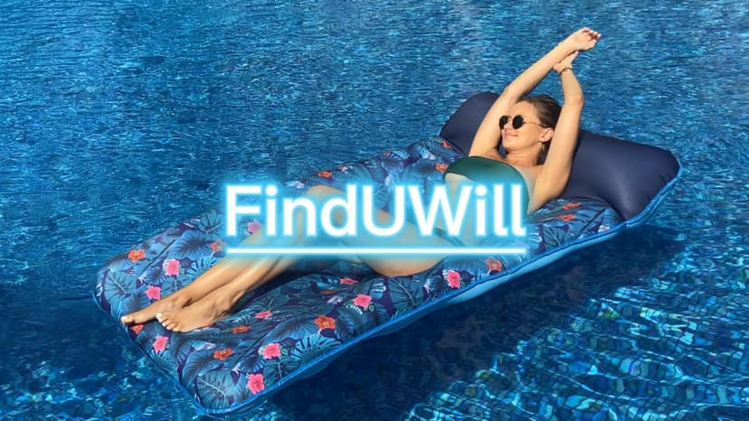 FindUWill Oversized Pool Float Lounge, 72" X 37" Extra Large Fabric-Covered Pool Floats for Adults, Inflatable Contour Lounger with Headrest Ultra-Comfort Cooling Pool Raft (XL, Monstera)