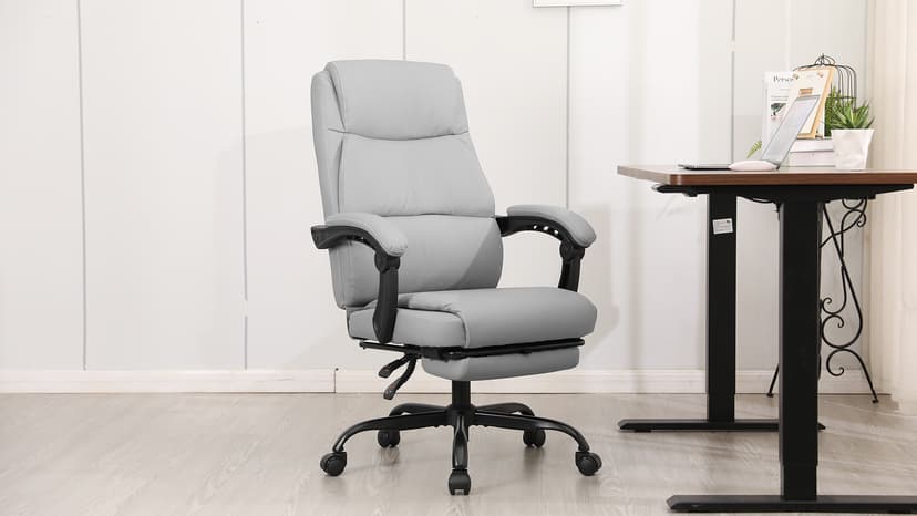 Misolant Big and Tall Office Chair with Footrest, High Back Desk Chair with Linkage Armrest, 90-155° Recline Executive Computer Chairs with Adjustable Height for Home