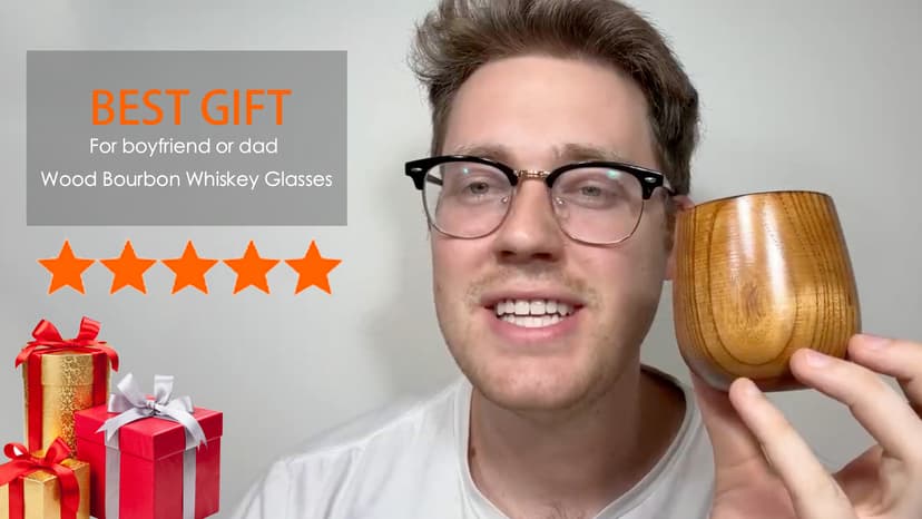 Wooden Whiskey Glass Gifts For Men - Charred Wood Bourbon Whiskey Glasses, Perfect for Men Who Have Everything, Gift for Dad or Boyfriend on Father's Day, Birthday, Christmas, Thanksgiving (2 Pack)