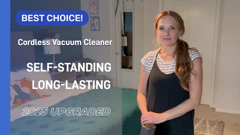 Cordless Vacuum Cleaner, 550W 45KPA 50Min Vacuum Cleaners for Home, Self-Standing Stick Vacuum with Touch Screen, 3 Power Modes, Rechargeable Battery, Handheld Vacuum for Pet Hair/Carpet/Floor