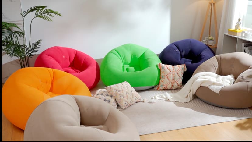 Realspring 6 9 12 Pcs Inflatable Bean Bag Chairs for Adults with Electric Air Pump, Blow up Couch Folding Portable Inflatable Couch Lazy Sofa for Outdoor Movie Night Camping(Gray,6 Pcs)