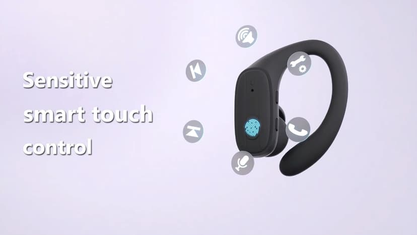 LEEMC Wireless Earbuds, Bluetooth Headphones 5.4, Ear Buds with Hooks for Sports, 80Hr Playtime Earphones, LED Display, IPX7 Waterproof Headset for Workout Running, Black