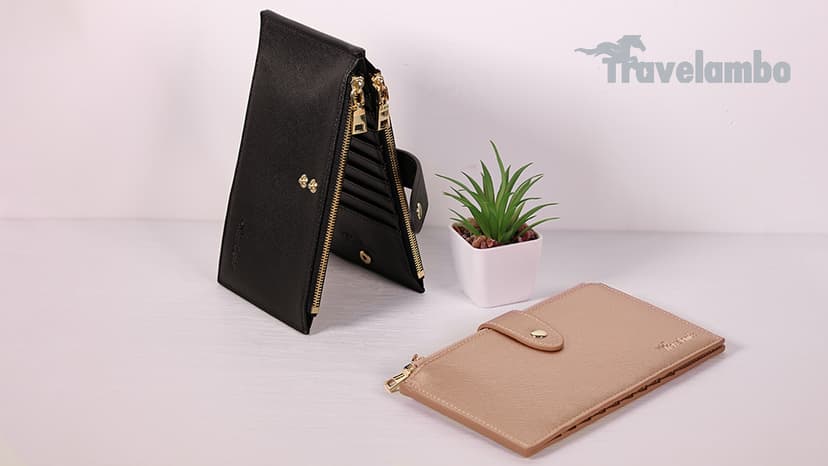 Travelambo RFID Wallet Women Large Size Bifold Multi Card Wallet Case with Zipper Pocke Credit Card Holder for Women