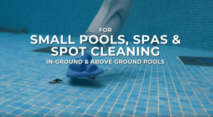 KOKIDO Rechargeable Handheld Hot Tub Spa Pool Vacuum, IPX8, Aluminum Pole and 2 Brush Heads, Cordless, Ideal for Light-Duty Spot Cleaning Spas and Small Pools up to 20ft, 60-min, Sand and Debris XV110