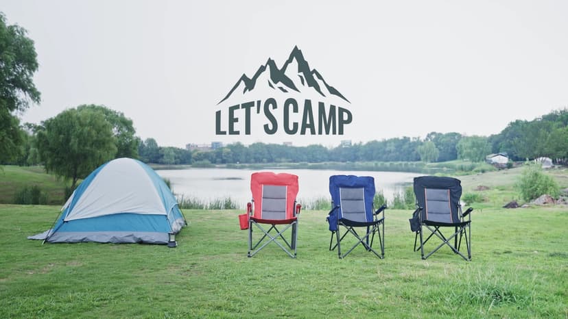LET'S CAMP Oversized Camping Chairs 29.52" High Back Heavy Duty Lawn Chair Support 500LBS, Portable Collapsible Chair with Cup Holder, Side Pocket,2 Pack(Blue)