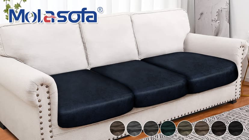 molasofa Leather Like Couch Cushion Covers Sofa Slipcovers Sets Couches Furniture Protector Covers for Sectional Armchair Loveseat Stretch Spandex Fabric, Machine Washable (3 Cushion Sofa, Brown)