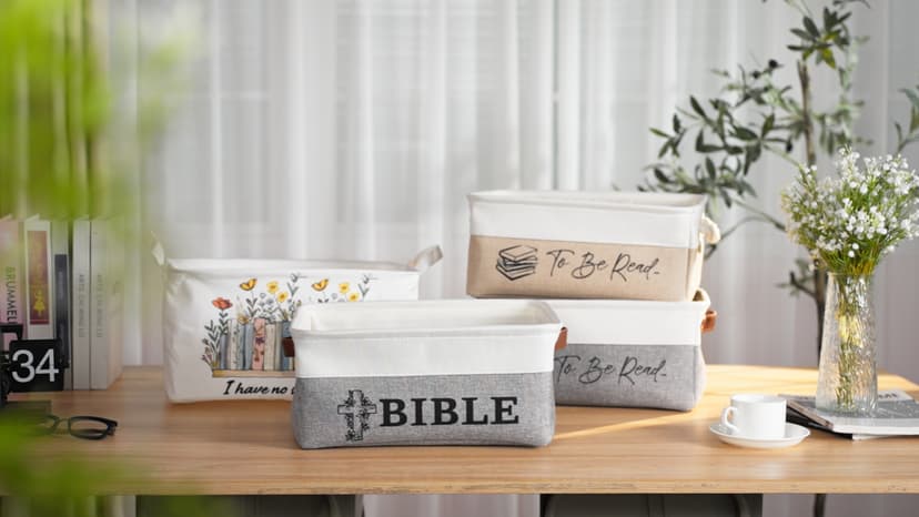 Gift for Book Club Members, To Be Read Organizer, Linen Canvas Bin with Handles for Reading Accessories Bookworm Decor Marsui 1 Pcs TBR Basket Book Lover Gifts for Women Book Storage Bin Bookish B0DSPS3KRY
