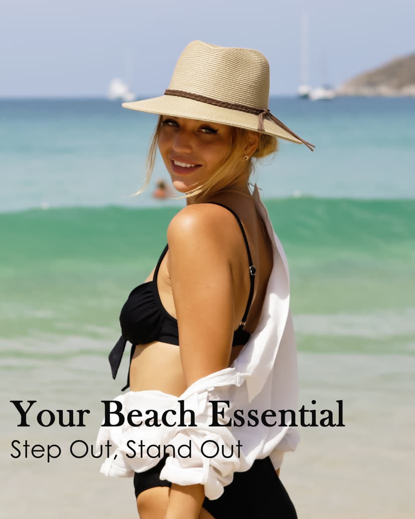 FURTALK Sun Hats for Women Summer Wide Brim UV UPF 80+ Panama Fedora Foldable Packable Straw Beach Hat