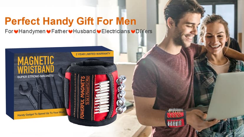 Stocking Stuffers for Men Women Gifts Magnetic Wristband: Men Gifts Tool Belt Magnet Wrist for Holding Screws Nails Christmas Gadget for Dad Adults Him Husband Who Have Everything (1)