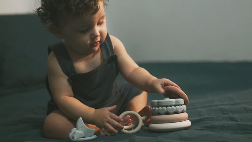 Moonkie Stacks of Circles Soft Teething Toy | Educational Learning Baby Toy | Stacking Ring Toys for Babies Boy and Girl | 7 Piece Teethers Set