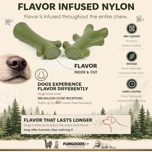 4 shapes and flavors: peanut butter, lamb, chicken, beef; long lasting chews for puppies and adult dogs, gift ready box FURBONE Flavored Nylon Dog Chew Toys 4 Pack, Bones for Small & Medium Dogs B0FQC6RNZM
