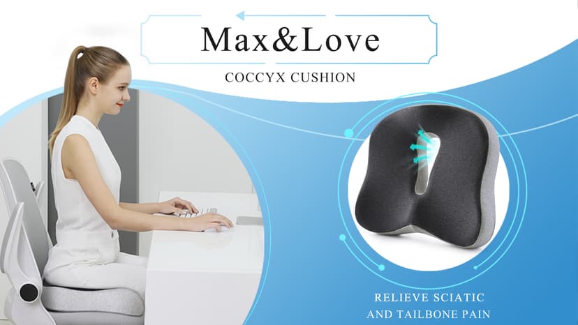 Memory Foam Seat Chair Cushion for Relieves Back Sciatica Pain Tailbone Pain Coccyx Degenerating Disc Orthopedic Osteoarthritis Prostate Cushion Low Back Pain Cushion Hip Shaping (Dark Gray)