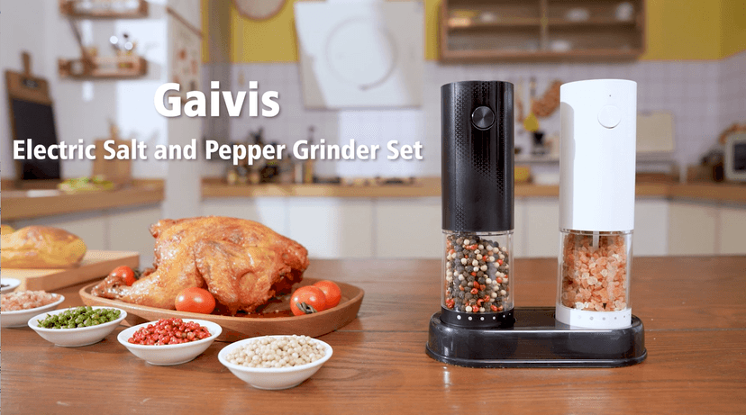 Electric Salt and Pepper Grinder Set - Rechargeable Automatic Salt and Pepper Shakers, Kitchen Appliances with External Adjustable Coarseness, Larger Hopper for Cooking, Home Gifts(2 Pack,Black/White) B0FJQ6SLKC