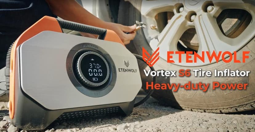 with 19200mAh for Heavy duty Vehicle, Car & Inflatables, 100% Duty Cycle & Dual Cylinder, Bike Pump with LED Backlight,Orange ETENWOLF VORTEX S6 Tire Inflator Portable Air Compressor, Cordless Air Pump B0CGLTPKBZ