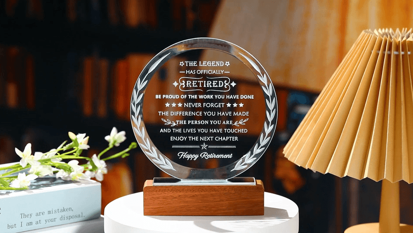 YWHL Retirement Gifts for Men Women 2025 Happy Retirement Gifts Decorations Crystal Keepsake Plaque Farewell Gift Best Retired Gift Idea for Coworker Boss Teacher Friends Doctor Nurse Police