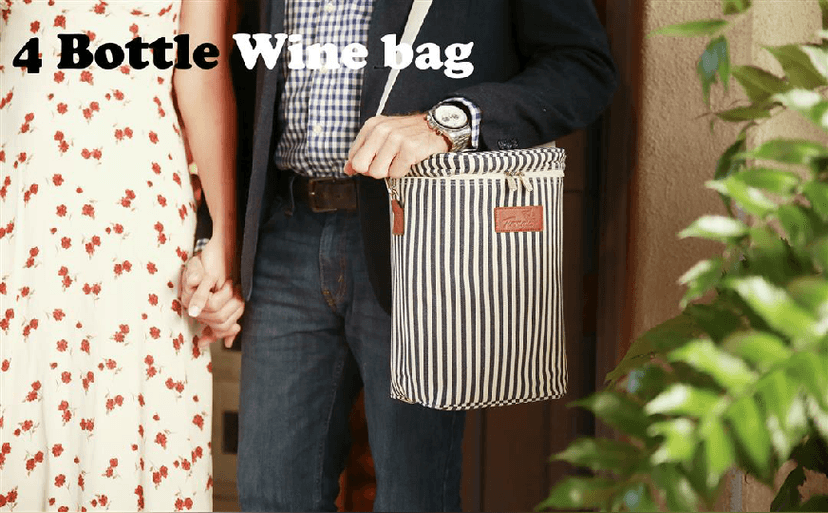 Tirrinia 4 Bottle Wine Gift Carrier - Leakproof & Insulated Padded Portable Versatile Wine Carrying Cooler Tote Bag for Travel, BYOB Restaurants, Wine Tasting, Parties,Gift for Wine Lovers, Beige