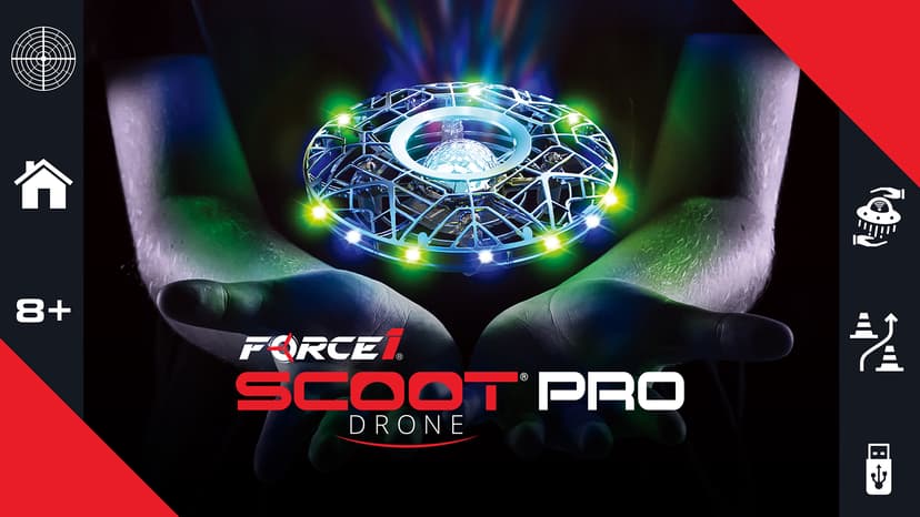 Force1 Scoot Pro Hand Operated Drone for Kids or Adults- Induction Hands Free Motion Sensors Mini Drones with Bright LED Projection, 360 Flips, Easy Indoor Small UFO Flying Orb Ball Drone Toy for Boys Girls
