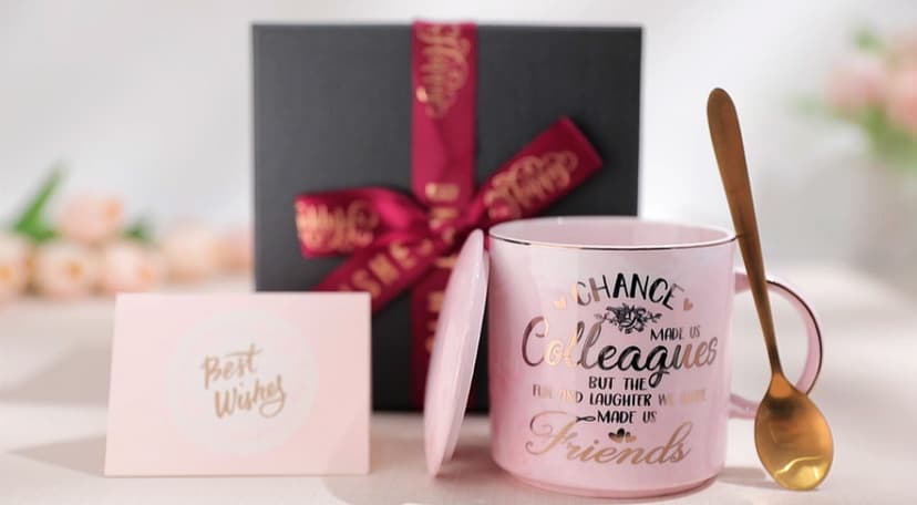 Going Away Farewell Gifts for Coworkers Female, Coworkers Birthday Office Appreciation Gift, Cup with Greeting Card, Gift Box Coworker Leaving Gifts for Women, Funny 14oz Pink Marble Gold Print Mug B0C6JT5JKV