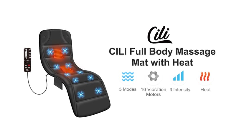 CILI Full Body Massage Mat with Heat, Vibration Back Massage Pad, Full Body Massager for Bed Chair Sofa, Massage Mattress Pad, Father‘s Day Gift for Dad