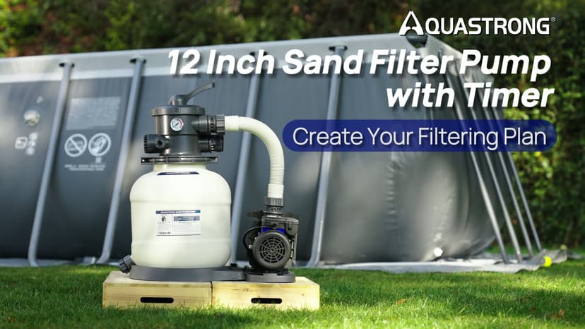 AQUASTRONG Sand Filter Pump for Above Ground Pool, Pool Pumps Above Ground,Pool Sand Filter with 6-Way Valve,Improved Circulation and Filtration, 12in, 1/2HP 2500 GPH with Timer