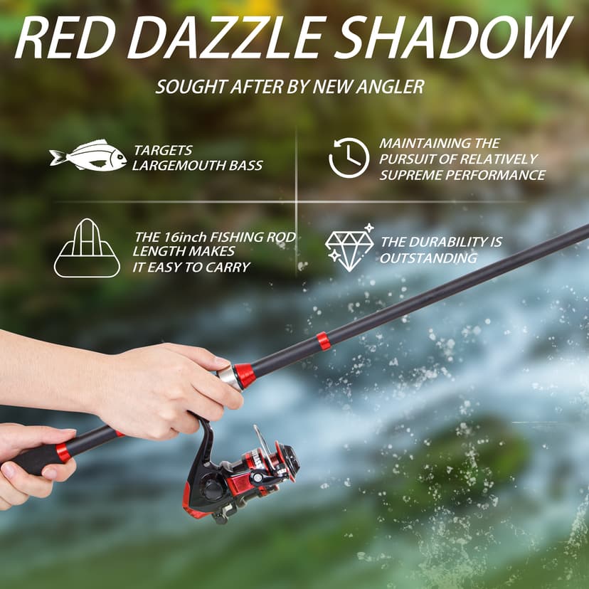 I00000 Fishing Rod and Reel Combos with Fiberglass Telescopic Fishing Pole - Spinning Reel Fishing Carrier Bag, Freshwater and Saltwater Fishing Rod Kit,Travel Fishing Kit for Bass Trout