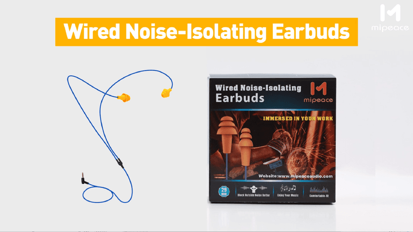 MIPEACE Work Earbuds Headphones, Ear Plug Headphones for Work-Noise isolating Earbuds Earphones for Industrial Safety Construction(Black)