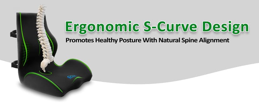 Ergonomic Memory Foam Seat Cushion for Office Chair, Car Seat, Dining, Gaming Chair & Wheelchair, Full Back & Lumbar Support Pillow One Piece, Back Pain Relief, Coccyx, Tailbone & Sciatica Pain Relief