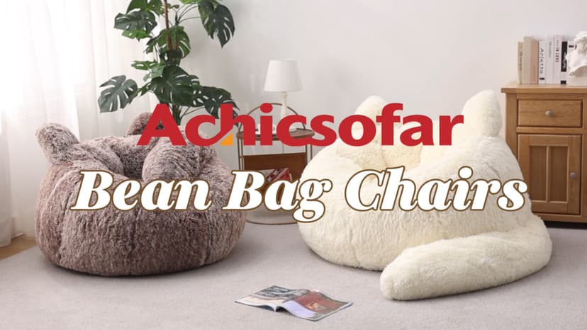 Achicsofar Bean Bag Chair for Adults Teens Giant Faux Fur Bean Bag Chairs with Filler Fluffy Plush Cat Shaped Beanbag Couch Comfy Accent Floor Sofa for Gaming, Reading in Living Room, Bedroom, Dorm
