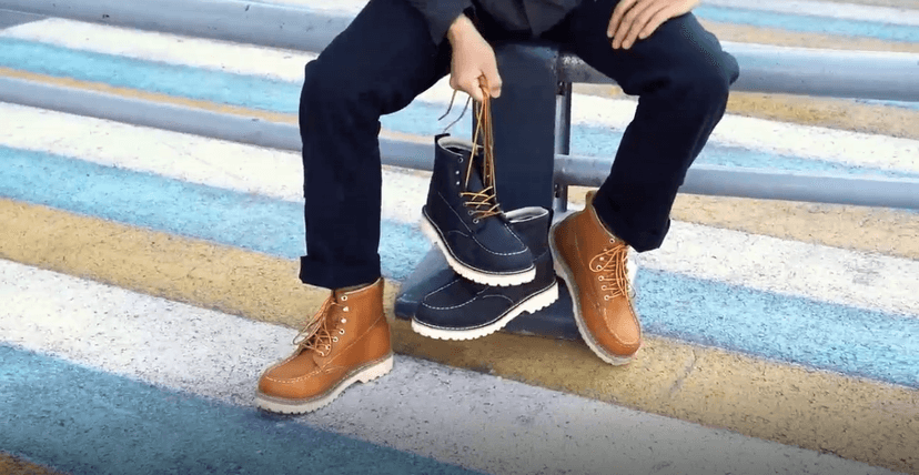 SAFETY LOONG Moc Toe Work Boots for Men Soft Toe Comfortable Full-Grain Leather 6" Non Slip and Water Resistant Safety Ankle Workboots