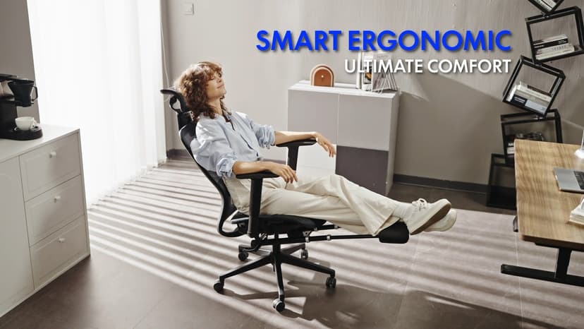 FLEXISPOT OC3 Cloud Ergonomic Office Chair with Footrest, High Back Computer Chair with Adjustable Lumbar Support/2D Headrest, Desk Chairs for Home Office Gaming Working, Black,Foam Seat,Cloud-F
