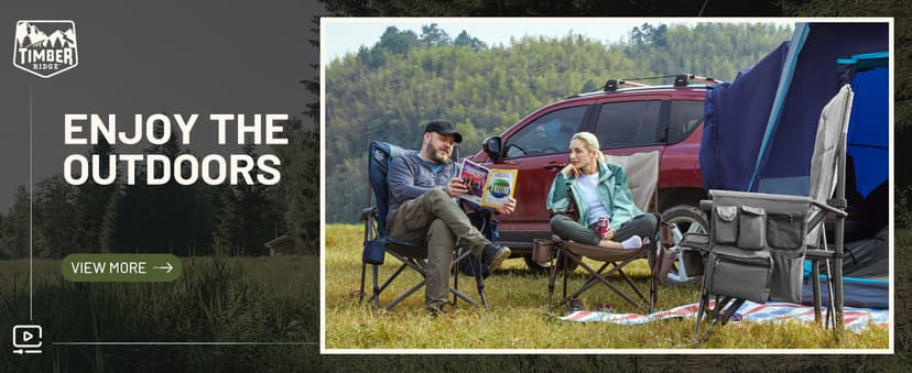 TIMBER RIDGE Oversized Folding Camping Chair High Back Heavy Duty for Adults Support up to 500lbs with Cup Holder, Side Pocket Cooler Bag