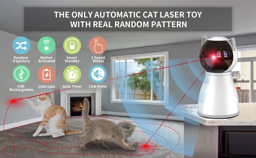 YVE LIFE Laser Cat Toys for Indoor Cats,The 4th Generation Real Random Trajectory Motion Activated Rechargeable Automatic Cat Laser Toy,Interactive Cat Toys for Bored Indoor Adult Cats/Kittens(White)